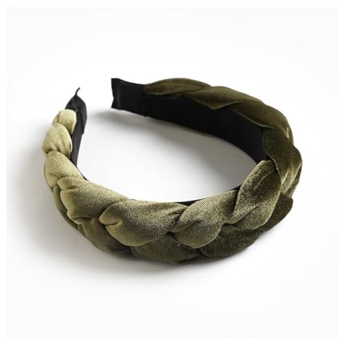 Hrlace Samt Stirnband Geflochtene Haarreifen Damen Haarreif Breit Stirnbänder Vintage Gepolsterte-Haarreifen Haarband Geknotetes Haarschmuck Mode Kopfband für Frauen und Mädchen #10 Armeegrün von Hrlace