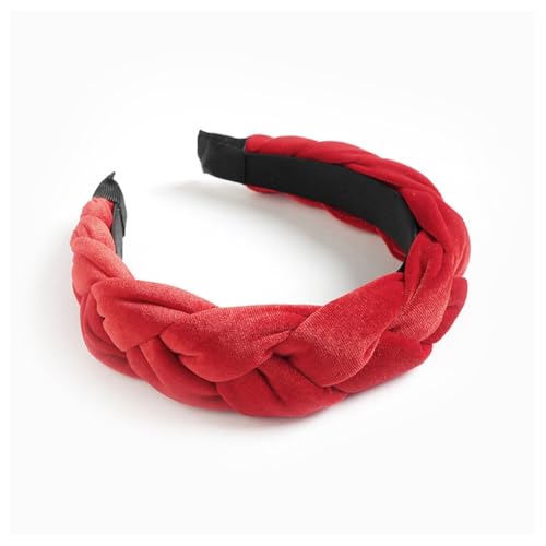 Hrlace Samt Stirnband Geflochtene Haarreifen Damen Haarreif Breit Stirnbänder Vintage Gepolsterte-Haarreifen Haarband Geknotetes Haarschmuck Mode Kopfband für Frauen und Mädchen #13 Großes Rot von Hrlace
