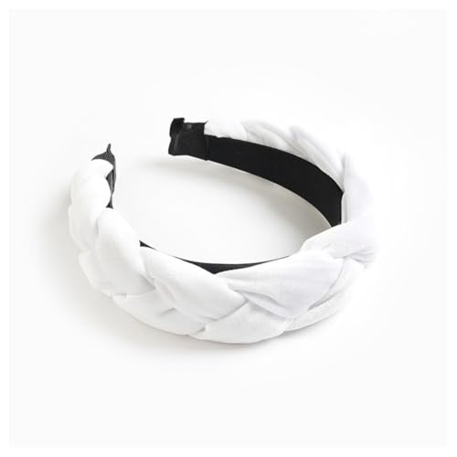Hrlace Samt Stirnband Geflochtene Haarreifen Damen Haarreif Breit Stirnbänder Vintage Gepolsterte-Haarreifen Haarband Geknotetes Haarschmuck Mode Kopfband für Frauen und Mädchen #2 Weiß von Hrlace