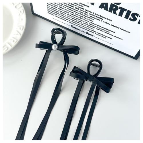 Hrlace Schleife Haarklammer Damen Haarschleife Haarspangen Schleife Haarkralle Clips Haarklammern mit Quaste Band Schleife und langem Schwanz Mittelgroße Haarspangen für Frauen Mädchen 2pcs-B von Hrlace