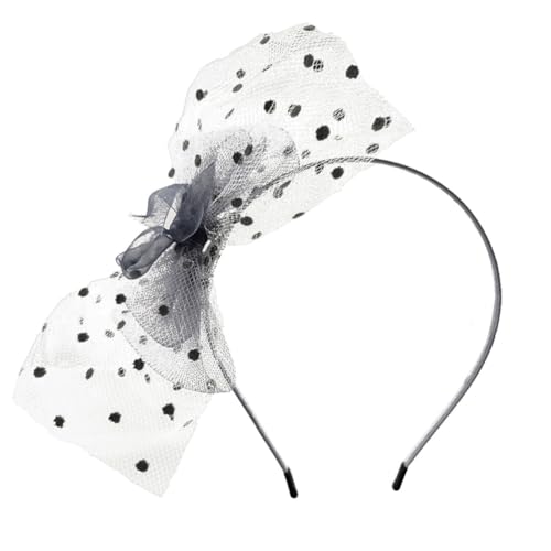 Hrlace Schleife Stirnband Spitze Haarband Tüll Punktmuster Haarreifenl Elastisch Haarschleife Schleifen Haarschmuck für Frauen und Mädchen Party Valentinstag Geburtstag Hochzeit Kopfband Hellgrau von Hrlace