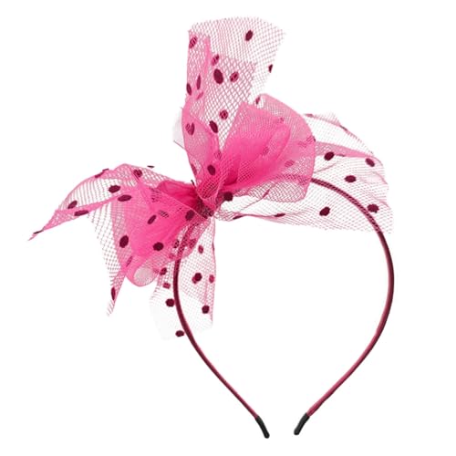Hrlace Schleife Stirnband Spitze Haarband Tüll Punktmuster Haarreifenl Elastisch Haarschleife Schleifen Haarschmuck für Frauen und Mädchen Party Valentinstag Geburtstag Hochzeit Kopfband Rosarot von Hrlace