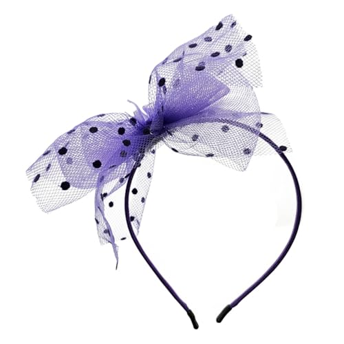 Hrlace Schleife Stirnband Spitze Haarband Tüll Punktmuster Haarreifenl Elastisch Haarschleife Schleifen Haarschmuck für Frauen und Mädchen Party Valentinstag Geburtstag Hochzeit Kopfband Violett von Hrlace