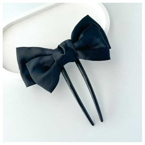 Hrlace Schleifen U-förmige Haarnadel Schleife Haarspange Französisch Stil Haarnadeln Schildkröte Schale Gabelstöcke Haarspange Hochsteckfrisur Chignon Stifte für Frauen Mädchen Schwarz 1 Stück von Hrlace