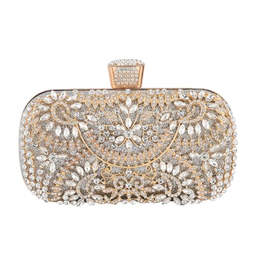 Hrlace Strass Clutch Damen Elegant Abendtasche Glitter Kristall Handtasche Umhängetasche Glänzend Diamant Schultertasche Brauttasche für Hochzeit Abend Party Tanzparty Geburtstag Silber von Hrlace