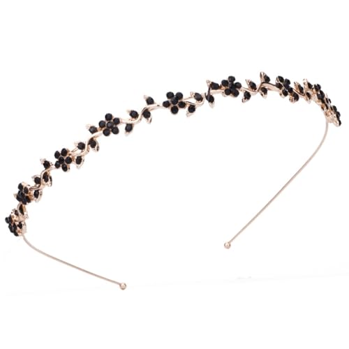 Hrlace Strass Haarband Kristall Modische Haarreife Glitzer Strass-Blumen Stirnbänder Brautschmuck Elastisches Haarbänder Haarschmuck für Damen Mädchen Prinzessin Hochzeit Braut KC Gold+Schwarz von Hrlace