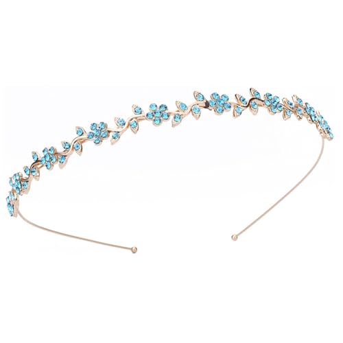 Hrlace Strass Haarband Kristall Modische Haarreife Glitzer Strass-Blumen Stirnbänder Brautschmuck Elastisches Haarbänder Haarschmuck für Damen Mädchen Prinzessin Hochzeit Braut KC Gold + Himmelblau von Hrlace