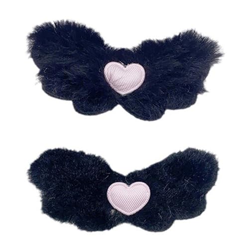 1Pair Plüschflügelform Haarnadeln Mit Stickereien Herzaufkleber Mädchen Ponytail Zöpfe Haarclip Für Frauen Geschenk von Hrtyvhin