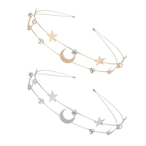2PCS Star Moon Crowns Stirnband Mit Strasssteinen Party Versammelt Dressing Hairhoop Für Die Bühne Und Die Tägliche Nutzung Abendparty von Hrtyvhin