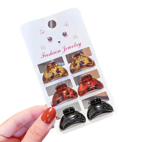 6 Stücke Leoparden Druck Acrylhaarklaue Stilvolle Haarstücke Kopfbedeckung Für Frauen Mädchen Kleine Haare Haartehaar Accessoire von Hrtyvhin