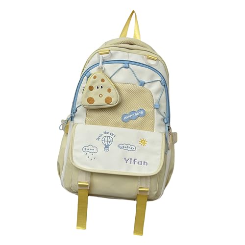 Ästhetische Kontrastfarbe Nylon Rucksack Großer Kapazitätsbuchtasche Für Schule Und Reise Laptop Daypack Mit Geldbörse von Hrtyvhin