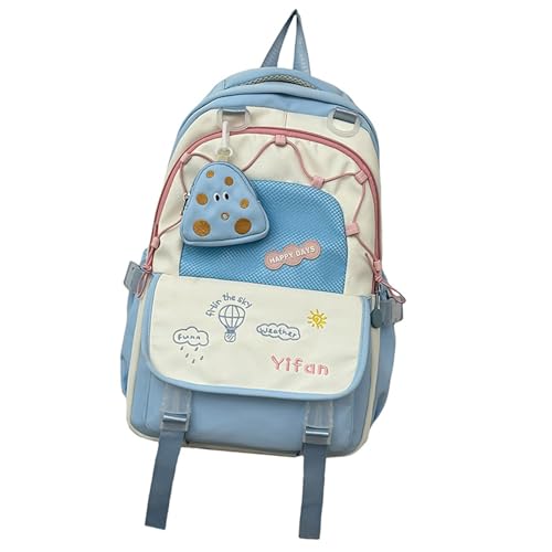 Ästhetische Kontrastfarbe Nylon Rucksack Großer Kapazitätsbuchtasche Für Schule Und Reise Laptop Daypack Mit Geldbörse von Hrtyvhin