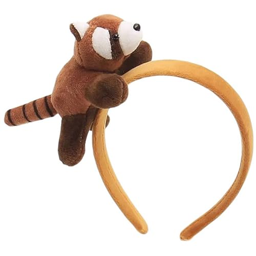 Cartoon Waschbär Stirnband 3D Plüsch Haarband Frauen Gesicht Waschen Haarhoop Kids Family Family Geting Party Kopfbedeckung von Hrtyvhin