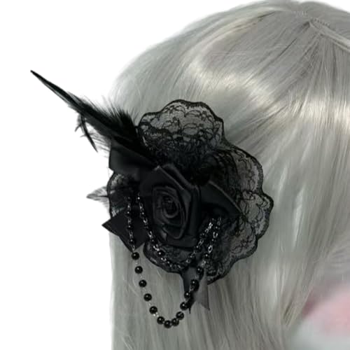 Fascinator Rosette Clip Für Frauen Mit Kopfbörsen Accessoires Für Cosplay Party Zarte Gefiederte Clips von Hrtyvhin