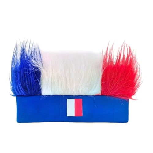 Frankreich Flaggen Farben Afro Perücken Patriotische Stirnband Haarstück Nationalmannschaft Unterstützer Haarparty Kopfbedeckung Für Sportveranstaltungen von Hrtyvhin