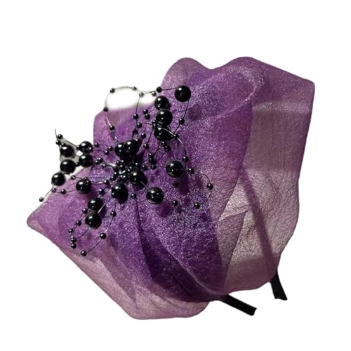 Halbkappe Crepe Rüschenhaarhoop Für Frauen Französisch Stirnband 1920er Faszinator Abendkleider Für Formelle Anlässe von Hrtyvhin