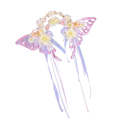 Handgefertigte 3D Imitation Blumenkranz Brautkopf Hoop Mit Schmetterling Und Quasten Designs Für Hochzeit Und Fotografie von Hrtyvhin