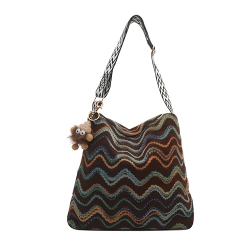 Leinwand Eimerbeutel Mit Breiter Riemen Großer Crossbody Tasche Für Frauen Vintage Bunte Gestreifte Gestreifte Schaltertasche Leinwand Eimerbeutel Mit Breiter Riemen Großer Crossbody Tasche Für Frauen Vintage Bunte Gestreifte Gestreifte Schaltertasche von Hrtyvhin