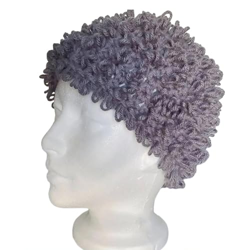 Lustige Gestrickte Lockige Haar Perücke Für Frauen Großmasser Perückenhut Handcrochet Cosplay Kostüm Lustige Pullover Kopfbedeckung von Hrtyvhin