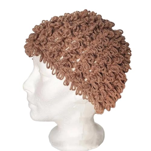 Lustige Gestrickte Lockige Haar Perücke Für Frauen Großmasser Perückenhut Handcrochet Cosplay Kostüm Lustige Pullover Kopfbedeckung von Hrtyvhin