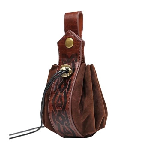 Mittelalterliche Gürtelbeutel PU Leder Kordelzug Tasche Tragbare Geldbeutel Vintage Kostüm Taillentasche Für Fantasy Event Cosplay Party von Hrtyvhin
