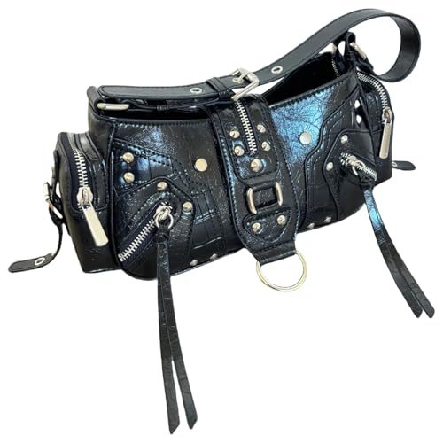 Punk Styles Umhängetasche Für Frauen PU Leder Mit Leder Achselhöhlen Achselbeutel Elegante Achselgrundstücke Für Partys Und Tägliche Verwendung von Hrtyvhin