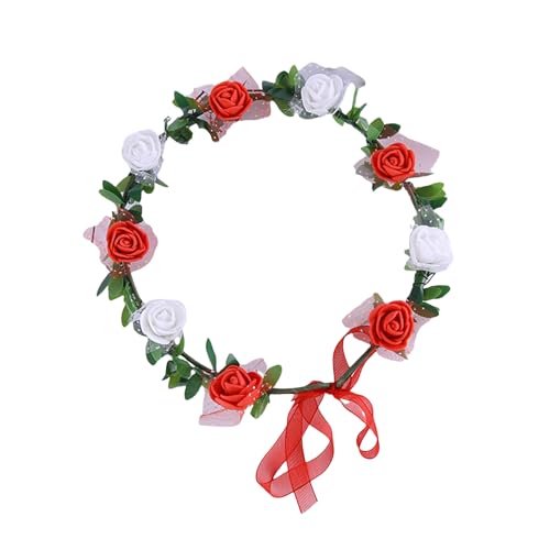 Rose Blumenkranz Elastischer Stirnband Kopfbedeckung Kopfbekleidung Dekore Für Hochzeiten Und Tägliche Verwendung von Hrtyvhin