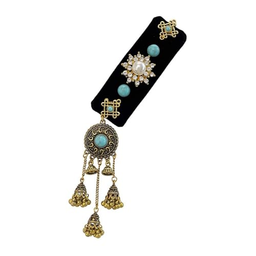 Schwarze Samthaarclip Mit Blauem Türkisfarbenem Quasten Ethnische Stile Frauen Kopfbedeckung Eleganter Hochzeitshaarstückzubehör Accessoires von Hrtyvhin