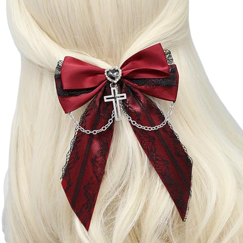 Spitzenbogenknoten Haarclip Für Frauen Gekreuzt Pendellon Haarbögen 2000er Punk Clip Anime Barrettes Mädchen Alle Passenden Haare Ornament von Hrtyvhin