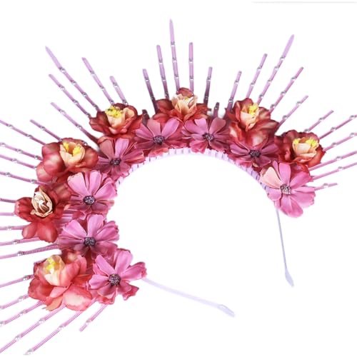 Stilvolle Blumenkronen Kopfstücke Traditionelle Chinesische Blumen Haar Accessoire Auffällige Blumenstirnbandverzierungen von Hrtyvhin