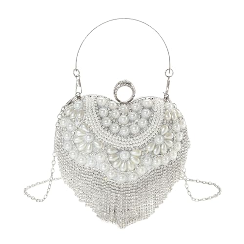Stylische Hochzeitshandtasche Für Frauen Mit Perlendesigns Herzform Abendbeutel Schultertasche Für Einen Luxuriösen Party Look von Hrtyvhin