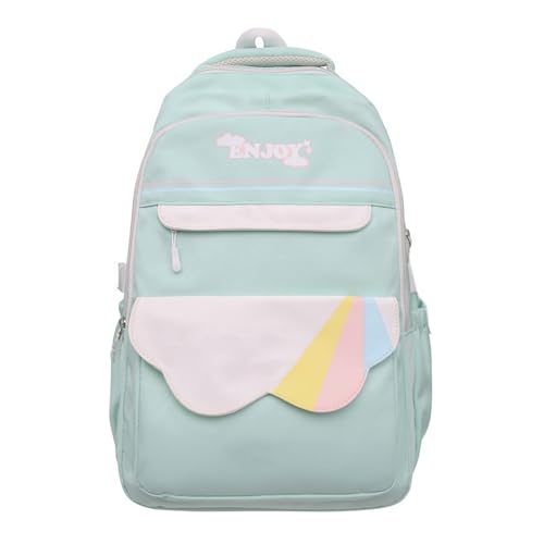 Trendige Farbe Kontrastierende Teen Mädchen Rucksack Mehrzweck Schultasche Mit Großer Kapazität Mit Anhänger Mehrerer Taschen Daypack von Hrtyvhin