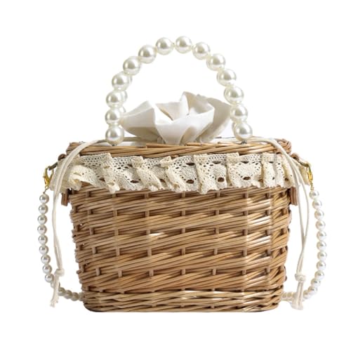 Women Wicker Bag Stroh Strandtasche Handgewebe Handtasche Geldbörse Stroh Schulter Crossbody Tasche Stroh Geldbeutel Für Reisen von Hrtyvhin