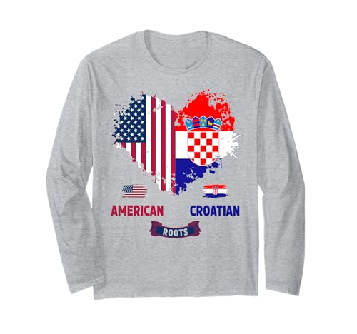 Kroatische amerikanische Flagge Idee für Frauen & USA Kroatische Wurzeln Langarmshirt Kroatische amerikanische Flagge Idee für Frauen & USA Kroatische Wurzeln Langarmshirt von Hrvatska American Roots Ideas For Toddler & Kids