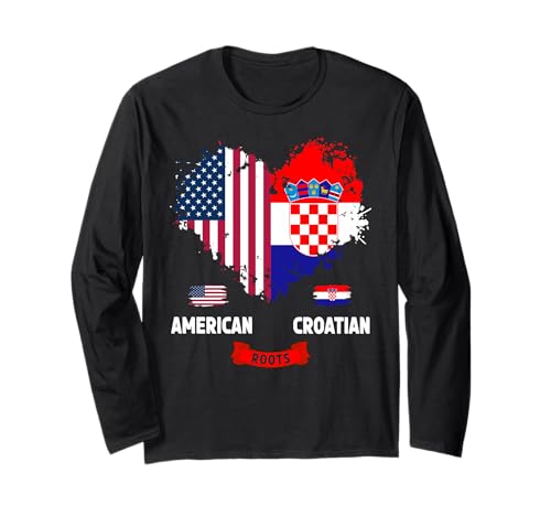 Kroatische amerikanische Flagge Idee für Frauen & USA Kroatische Wurzeln Langarmshirt Kroatische amerikanische Flagge Idee für Frauen & USA Kroatische Wurzeln Langarmshirt von Hrvatska American Roots Ideas For Toddler & Kids