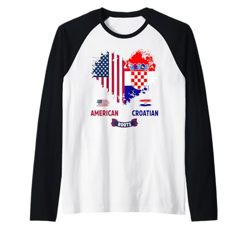 Kroatische amerikanische Flagge Idee für Frauen & USA Kroatische Wurzeln Raglan Kroatische amerikanische Flagge Idee für Frauen & USA Kroatische Wurzeln Raglan von Hrvatska American Roots Ideas For Toddler & Kids