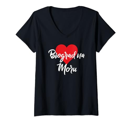 Damen I Love Biograd na Moru Kroatien Souvenir T-Shirt mit V-Ausschnitt Damen I Love Biograd na Moru Kroatien Souvenir T-Shirt mit V-Ausschnitt von Hrvatska Cities Towns Tourism Merch Tees And Stuff