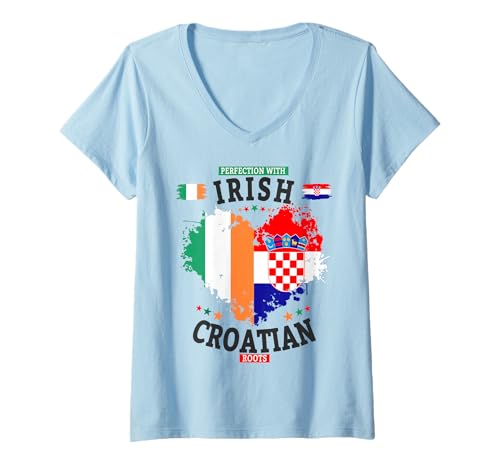 Damen Irische kroatische Flagge Idee für Frauen & Kroatien Irland Wurzeln T-Shirt mit V-Ausschnitt Damen Irische kroatische Flagge Idee für Frauen & Kroatien Irland Wurzeln T-Shirt mit V-Ausschnitt von Hrvatska Irish Costume Ideas For Kids & Toddlers