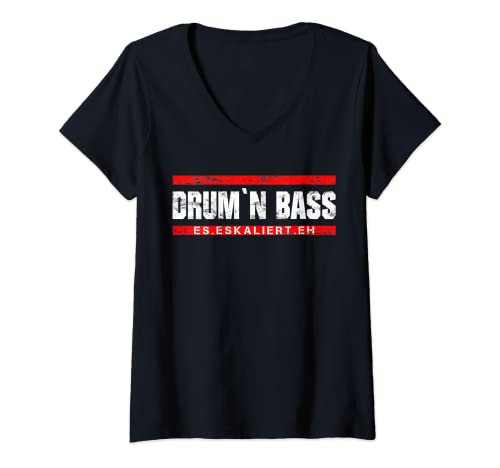 Damen Drum And Bass Musik DnB Rave Drum & Bass T-Shirt mit V-Ausschnitt Damen Drum And Bass Musik DnB Rave Drum & Bass T-Shirt mit V-Ausschnitt von HsT Drum and Bass Neurofunk