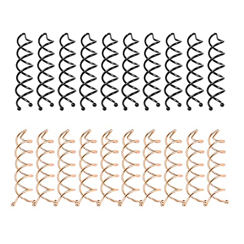 20 Stück Spiral-Haarspange Spiralhaarnadeln Metall Brötchen Haarnadel Spin-Clip Spiralnadel für Haarstyling,Spiralförmig Geformte Haarschmuck für Mädchen und Damen(10 schwarz und 10 roségold) von HsentimenH