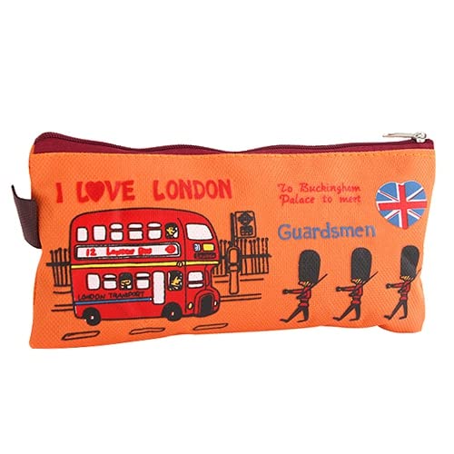 Federmäppchen, Cartoon London Stil Prüfung Federmäppchen Studenten Federmäppchen für Jungen Mädchen Reißverschluss Comestic Aufbewahrungstasche Reisegepäck Tasche Make-up Kosmetiktasche Münzbörse von HshDUti