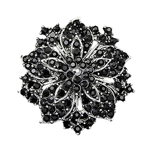 HshDUti Kristall Brosche Fancy Vintage Stil Blume Brosche Pin für Frauen Mädchen Damen Geschenk für Valentinstag Muttertag Jahrestag Hochzeit Geburtstag Weihnachten Schwarz von HshDUti