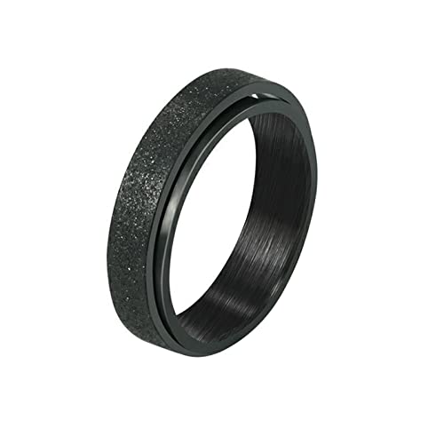 HshDUti Spinner Ring für Damen Herren Edelstahl Stressabbau Fidget Ring Angst Ring Band Glitzer Finish Hochzeit Verlobungsband Schmuck Valentinstag Weihnachten Geburtstag Geschenke Schwarz US 9 von HshDUti