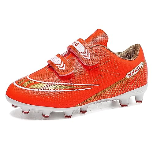 Hsnava Schuhe Fussball Herren Klettverschluss Schuhe Fußballschuhe Kinder Sportschuhe Orange FG 36EU von Hsnava