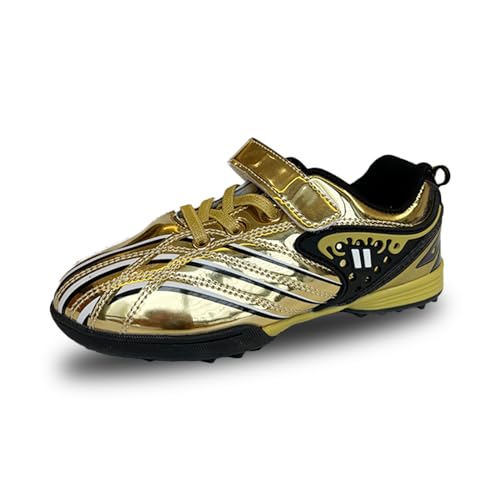 Hsnava Schuhe Kinder Fussball Fussballschuhe Kinder Halle Jugend Kunstrasen Sportschuhe Gold TF 28EU von Hsnava