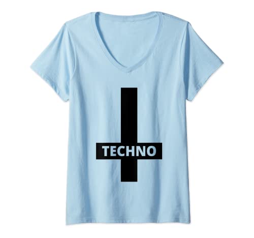 Damen TECHNO Merch , Kreuz Tekkno Festival Rave Techno T-Shirt mit V-Ausschnitt Damen TECHNO Merch , Kreuz Tekkno Festival Rave Techno T-Shirt mit V-Ausschnitt von Hst für Techno Rave & Tekkno