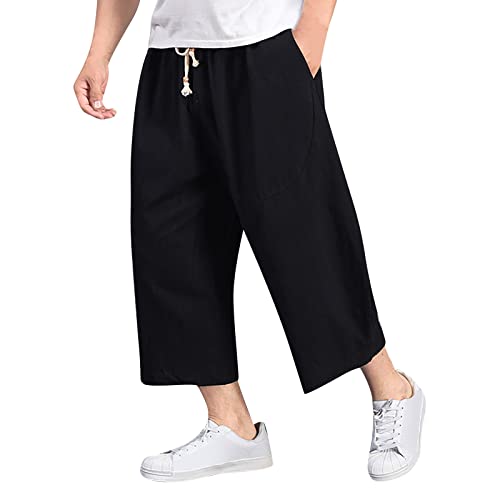 3/4 Hose Herren, Shorts Herren Sommer 3/4 Baggy Bermuda Leichte Hose Kurze Hosen Jogger Caprihose Sweatpants Einfarbige mit Taschen Dreiviertel Sommerhose Yoga Strand Arbeitshosen Pants von Hsternexy