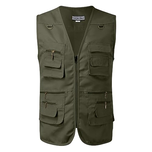 Anglerweste Herren, Arbeitsweste Herren Sommer Leicht Ärmellose Jacke Wanderweste Arbeit Mit Vielen Taschen Jagdweste Utility Outdoor Weste Freizeit Multifunktionsweste Anglerweste von Hsternexy