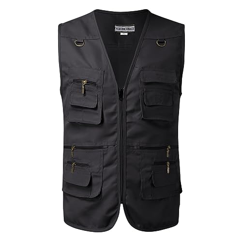 Die Discounter, Arbeitsweste Herren Sommer Leicht Ärmellose Jacke Wanderweste Arbeit Mit Vielen Taschen Jagdweste Utility Outdoor Weste Freizeit Multifunktionsweste Anglerweste von Hsternexy