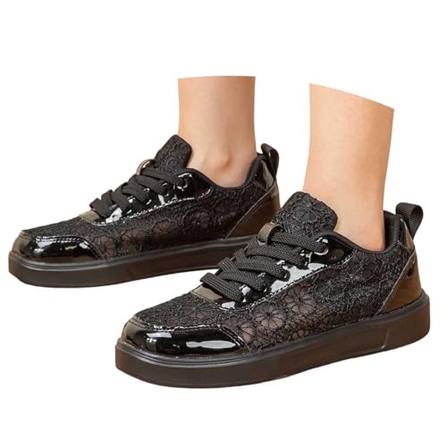 Dirndl Schuhe Damen Grün Flach,Trachtenschuhe Damen Flach - Spitzen Dirndl Trachten Sneaker Mesh Atmungsaktive Sommerschuhe Weiß Hochzeitsschuhe Braut Stoffschuhe Sport Tennisschuhe Turnschuhe von Hsternexy